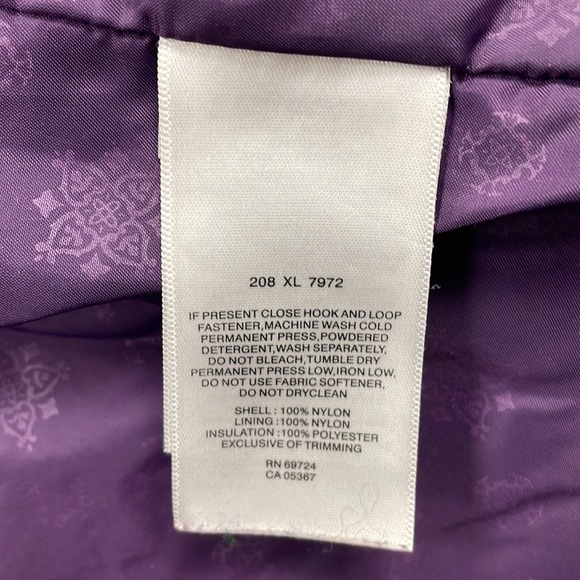 🪻Columbia | Purple HIGHLY WATER RESISTANT CONSTRUCTION Rain Jacket w/Hood Sz L - Picture 7 of 9